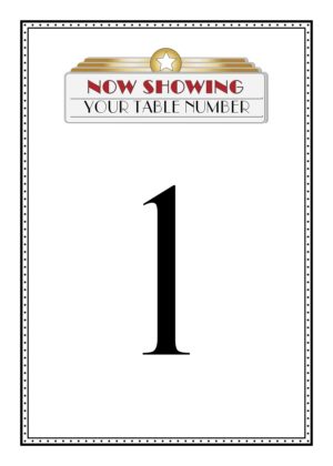 Movie Marquee table numbers