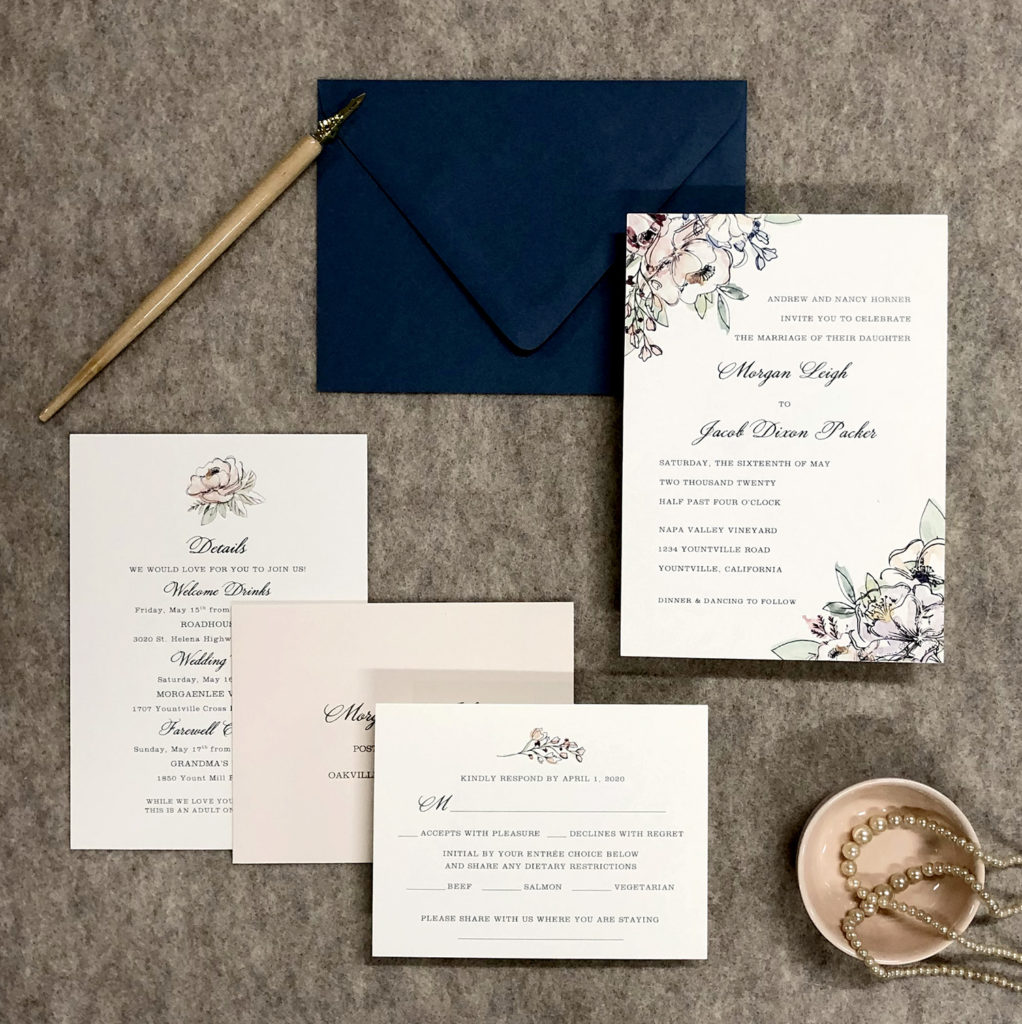 Blush Flowers wedding invitation
