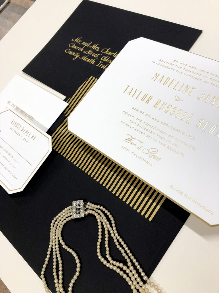 Modern black and gold invitation