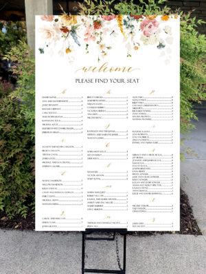 Soft flowers on the top of a seating chart