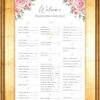 Soft pink flowers on a seating chart for a wedding or event