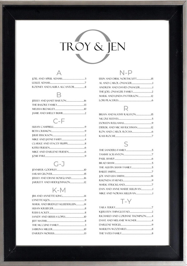 Modern Initial seating chart