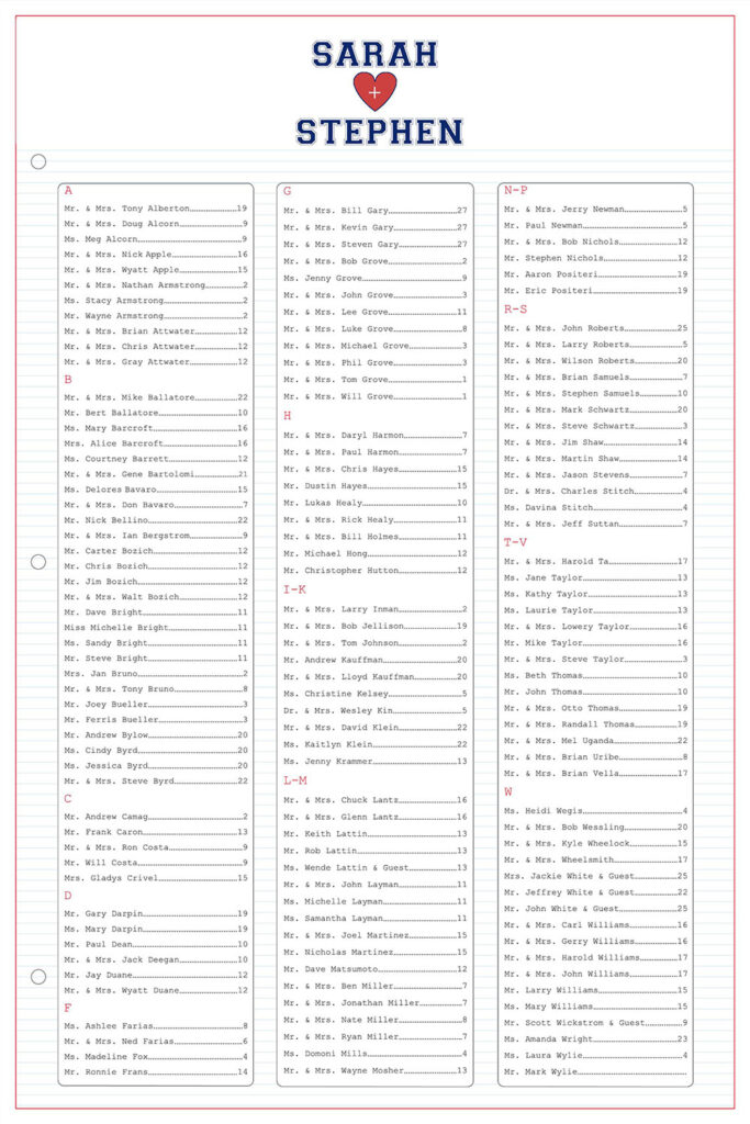 Teacher Seating Chart