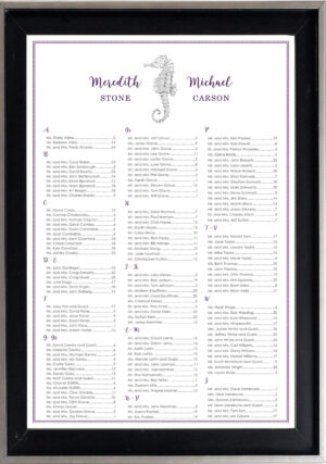 Seahorse seating chart for weddings or events