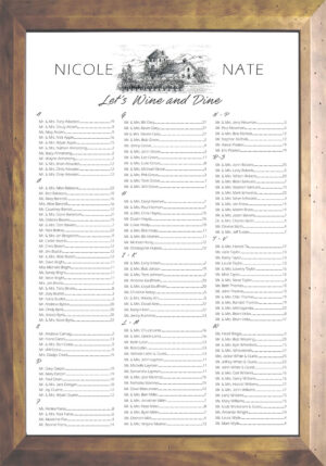 winery wedding seating chart