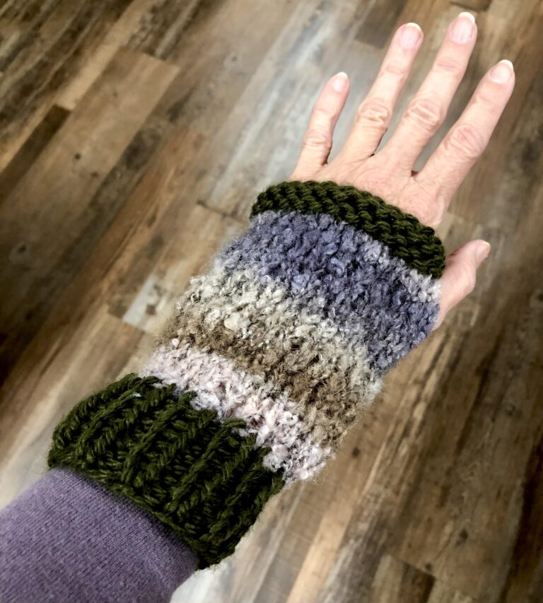 Easy fingerless gloves for beginning knitters